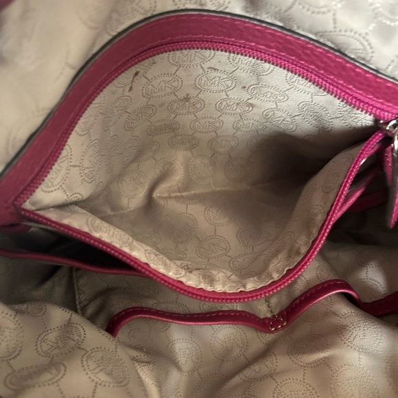 Michael Kors Jules Drawstring Large Handbag adjustable Strap Dark Pink Leather - Picture 12 of 16